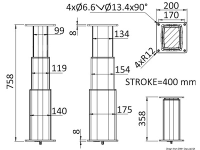 Gamba tavolo elettrica Square-Alu