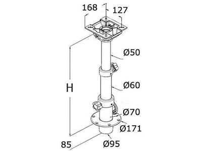 Gamba tavolo tritelescopica removibile