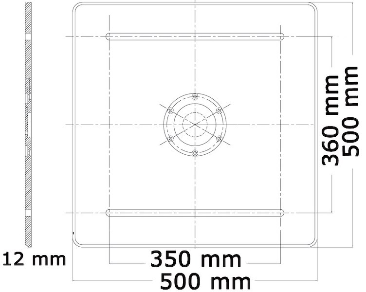 Gamba tavolo base 500 x 500 mm 