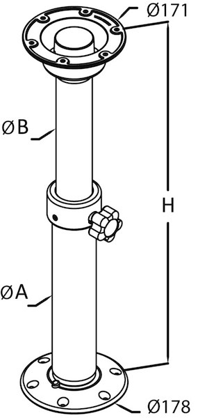 Gamba tavolo in alluminio Thread Lock per tavoli generici