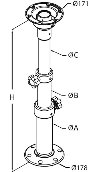 Gamba tavolo in alluminio Thread Lock per tavoli generici