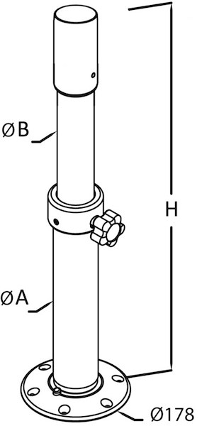 Gamba tavolo in alluminio Thread Lock per tavoli 48.417.50/51/52/54