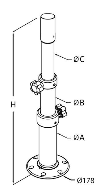 Gamba tavolo in alluminio Thread Lock per tavoli 48.417.50/51/52