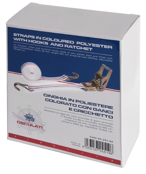 Cinghia in poliestere colorato con ganci e cricchetto
