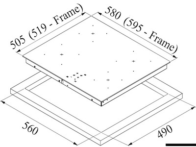 Piano cottura in vetroceramica comandi touch