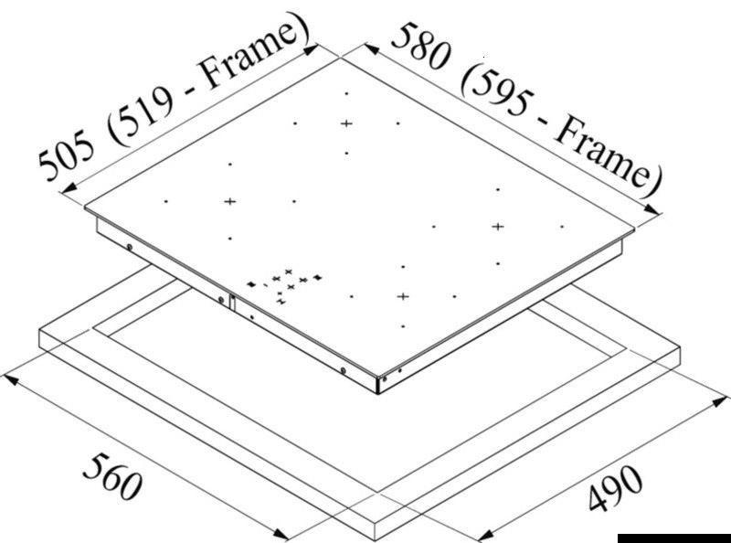 Piano cottura in vetroceramica comandi touch