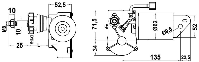 Motore serie 30 W per bracci e spazzole max 550 mm