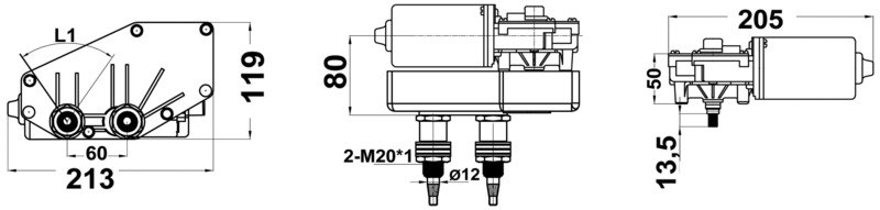 Motore serie 70 W per bracci e spazzole max 800 mm