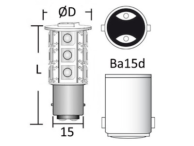 Lampadina LED SMD zoccolo BA15D per faretti