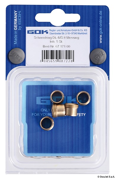 Ogiva in ottone per tubo rame 8 mm (blister 5 pz.) 