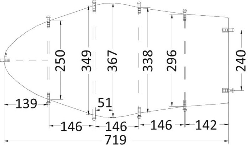 Telone per imbarcazioni aperte con guida centrale/pontate con parabrezza
