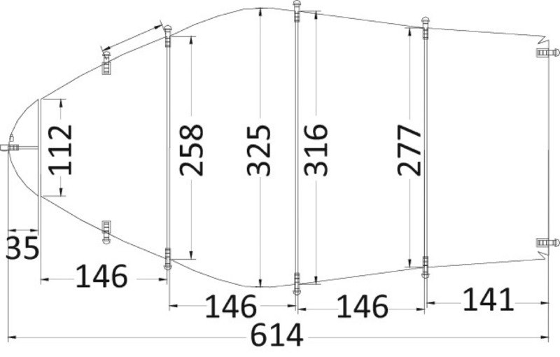 Telone per imbarcazioni aperte con guida centrale/pontate con parabrezza