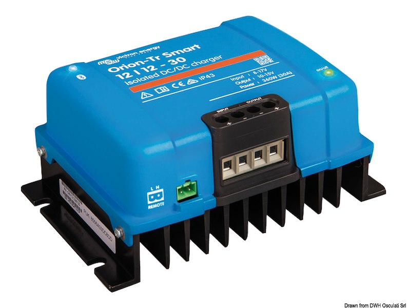 Convertitore di tensione VICTRON DC/DC e caricabatteria Orion-Tr Smart con isolamento galvanico e connessione Bluetooth