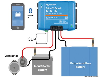 Convertitore di tensione VICTRON DC/DC e caricabatteria Orion-Tr Smart con isolamento galvanico e connessione Bluetooth