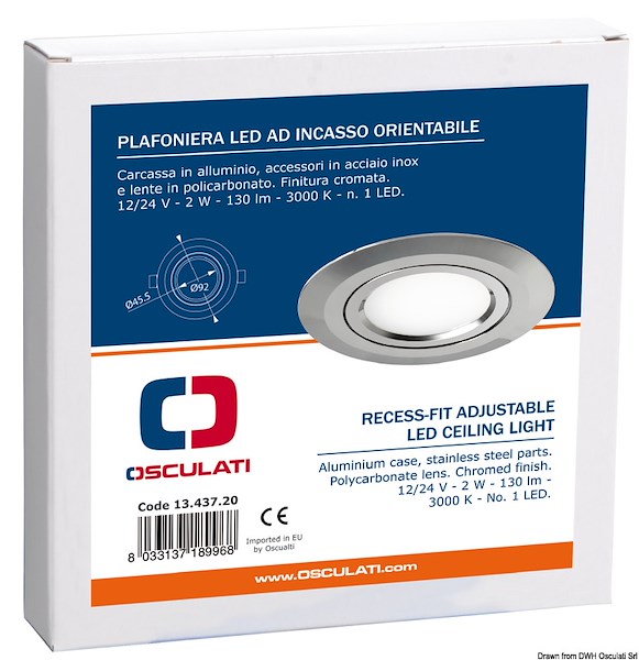 Plafoniera LED ad incasso orientabile