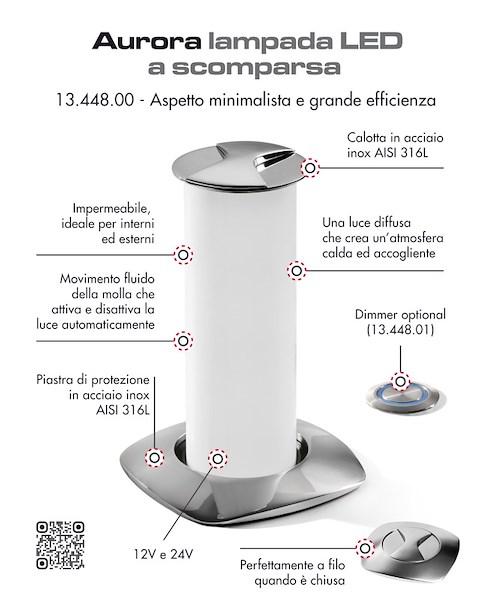 Luce a LED da tavolo Aurora a scomparsa