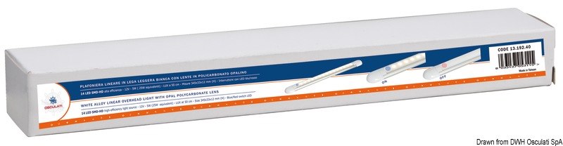 Plafoniera lineare a 14 LED bianca 12 V 