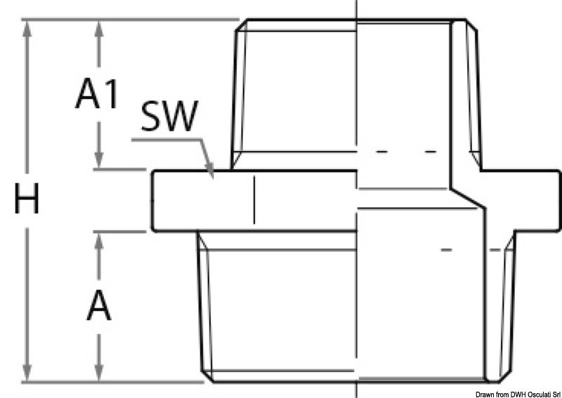 Niples doppio ridotto M-M in bronzo GUIDI