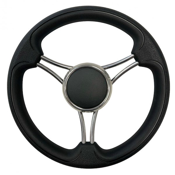 RUOTA TIMONE NERO PELLE Ø MM.350