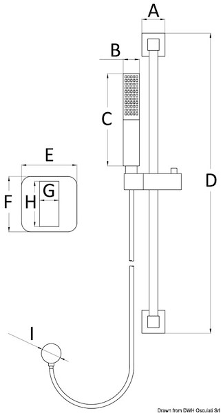 Saliscendi doccia con misc.Square V.2 tubo in PVC 